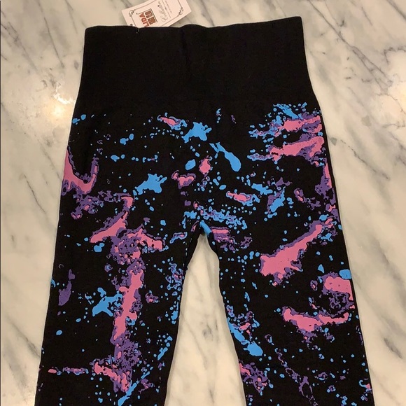 NWT Lida Collection Neon Splatter Lined Leggings - Picture 2 of 4